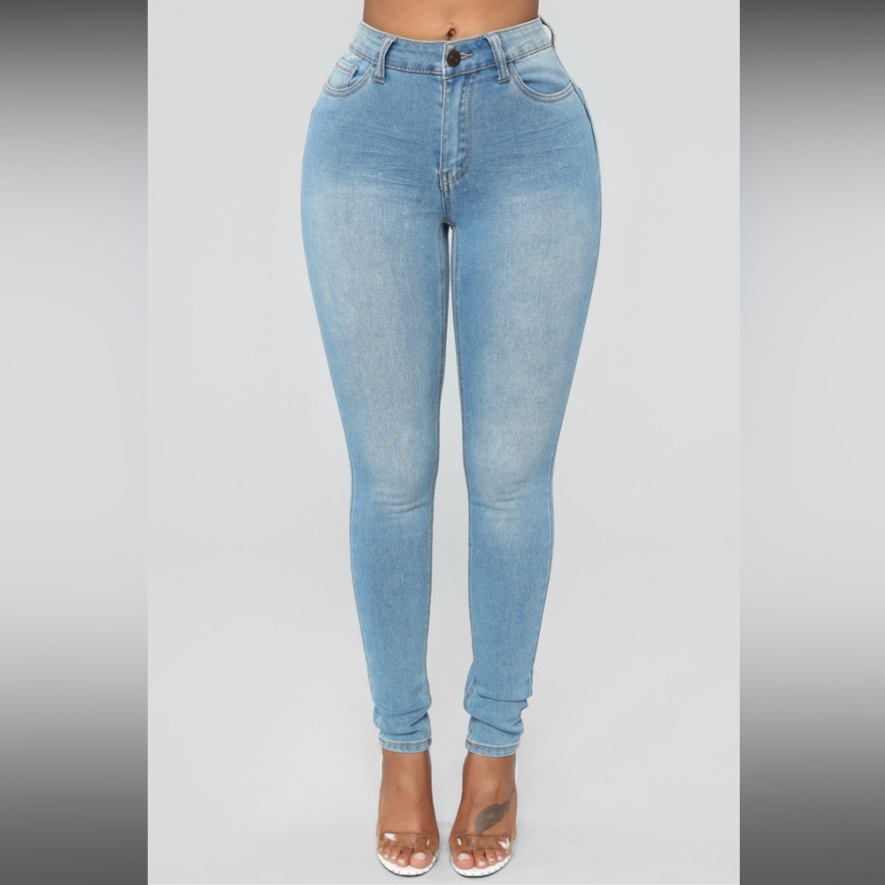 Brand new fashion nova high rise skinny jeans light wash